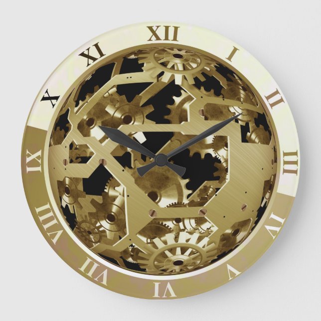 Vintage Steampunk "Exposed Machinery" Wall Clock (Front)