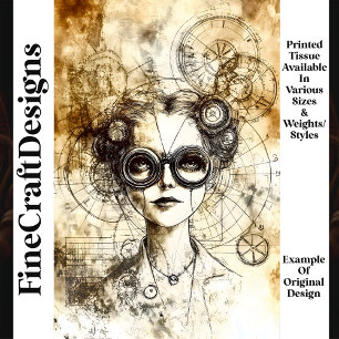 Vintage Steampunk Female Blueprint N6 Decoupage Tissue Paper