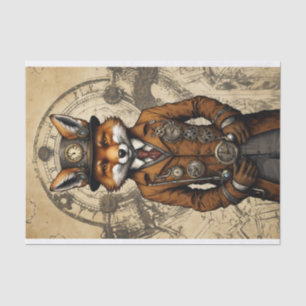 Vintage Steampunk Fox in a Coat Tissue Paper