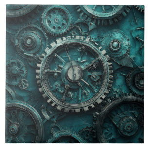 Vintage Steampunk Gears & Clockwork Tile