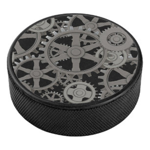 Vintage Steampunk Gears Hockey Puck