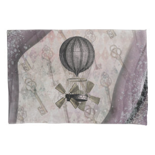 Vintage Steampunk Glam Purple Airship Pillowcase