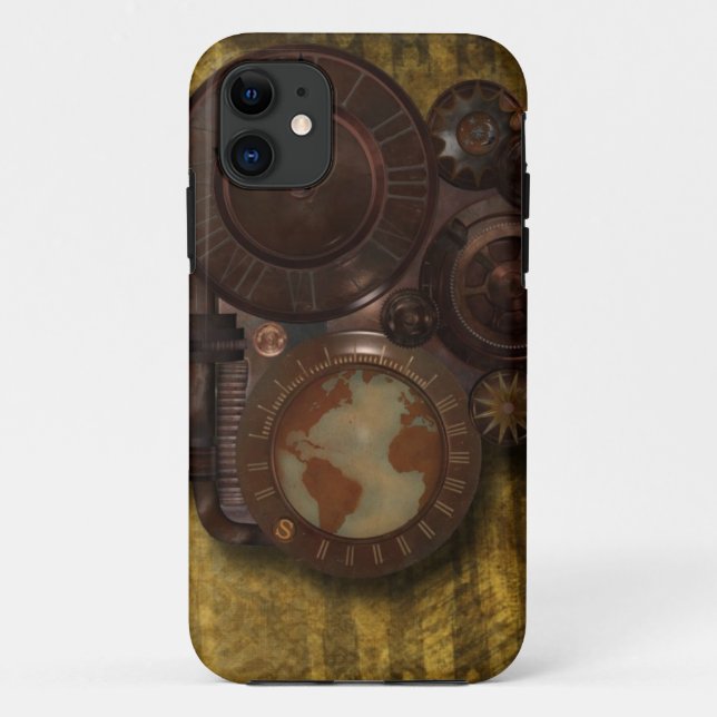 Vintage SteamPunk Globe Clock iPhone 5 Cover (Back)