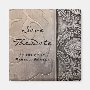 vintage steampunk grey metallic swirls damask magnet