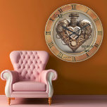 Vintage Steampunk Heart Anniversary<br><div class="desc">Wall clock featuring a steampunk heart with vintage Roman clock numbers in a gold classic style. Beautiful for a wedding anniversary or a retirement.</div>