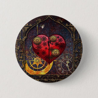 Vintage Steampunk Hearts Wallpaper 6 Cm Round Badge