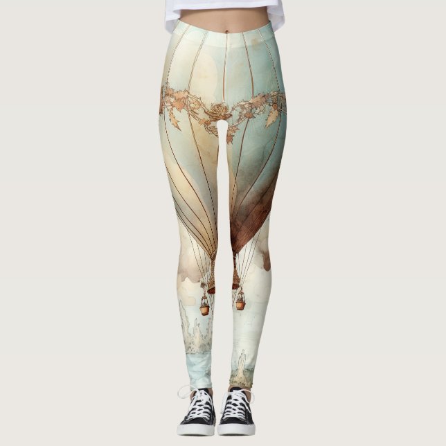 Vintage Steampunk Hot Air Balloon (2) Leggings (Front)