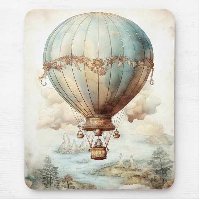 Vintage Steampunk Hot Air Balloon (2) Mouse Pad (Front)