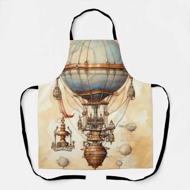 Vintage Steampunk Hot Air Balloon (3) Apron (Front)