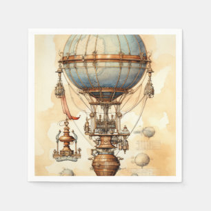 Vintage Steampunk Hot Air Balloon (3) Napkin