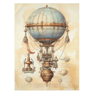 Vintage Steampunk Hot Air Balloon (3) Tablecloth
