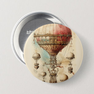 Vintage Steampunk Hot Air Balloon (4) 7.5 Cm Round Badge
