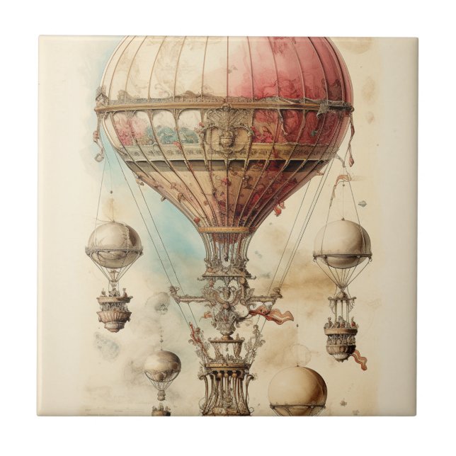 Vintage Steampunk Hot Air Balloon (4) Tile (Front)