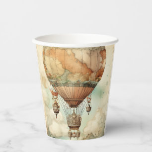 Vintage Steampunk Hot Air Balloon (5) Paper Cups