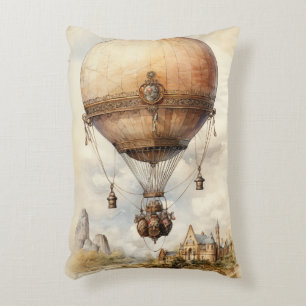 Vintage Steampunk Hot Air Balloon Decorative Cushion