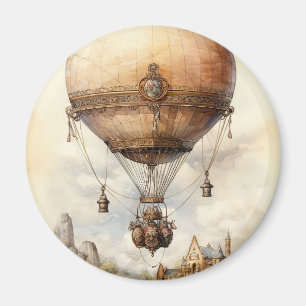 Vintage Steampunk Hot Air Balloon Magnet