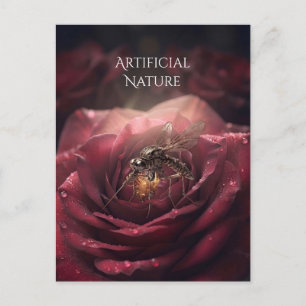 Vintage Steampunk Insect Rose Postcard Artificia
