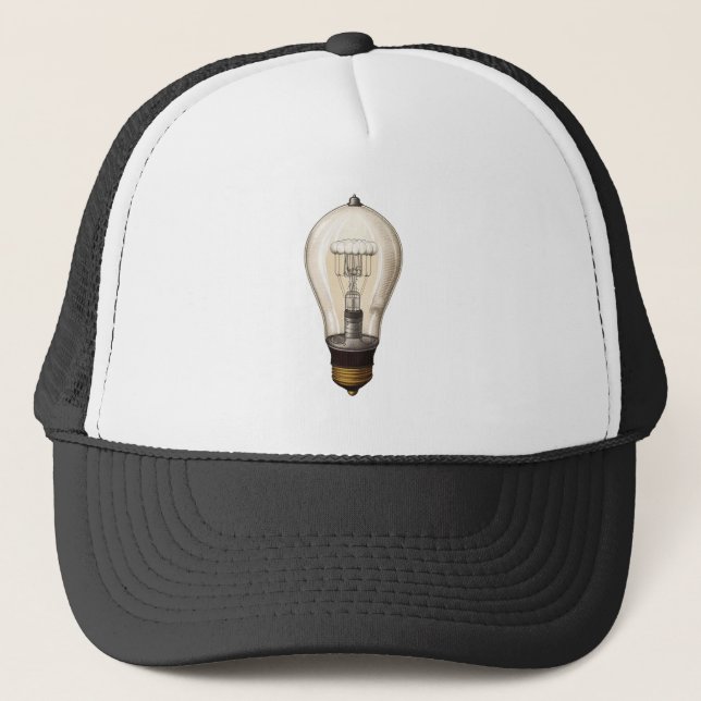 Vintage Steampunk Light Bulb Trucker Hat (Front)