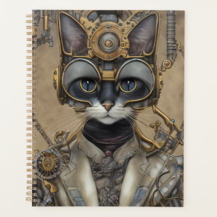 Vintage Steampunk Mechanical Cat Planner