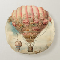 Vintage Steampunk Pink Floral Hot Air Balloon