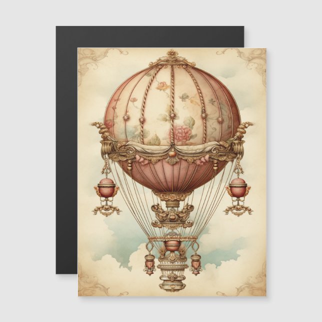Vintage Steampunk Pink Hot Air Balloon (Front/Back)