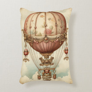 Vintage Steampunk Pink Hot Air Balloon Decorative Cushion