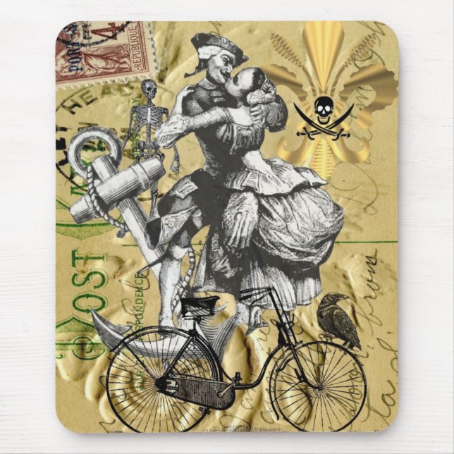 Vintage steampunk pirate mouse pad (Front)