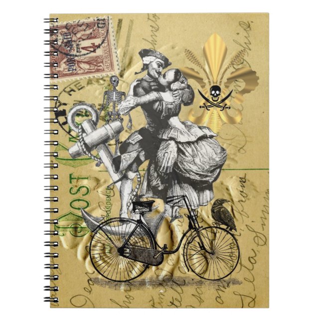 Vintage steampunk pirate spiral notebook (Front)