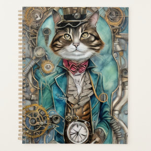 Vintage Steampunk Tabby Cat Planner