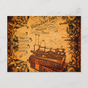 Vintage Steampunk Train Wallpaper Postcard