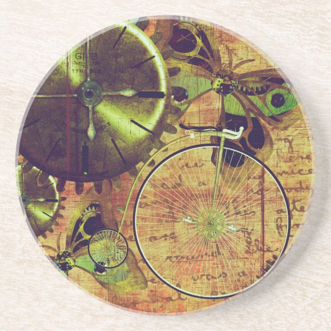 Vintage Steampunk Wallpaper Coaster (Front)