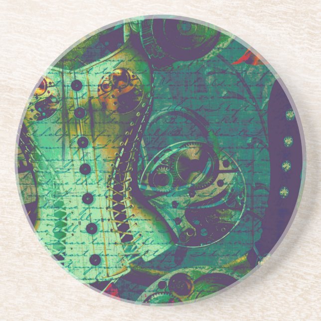 Vintage Steampunk Wallpaper Coaster (Front)