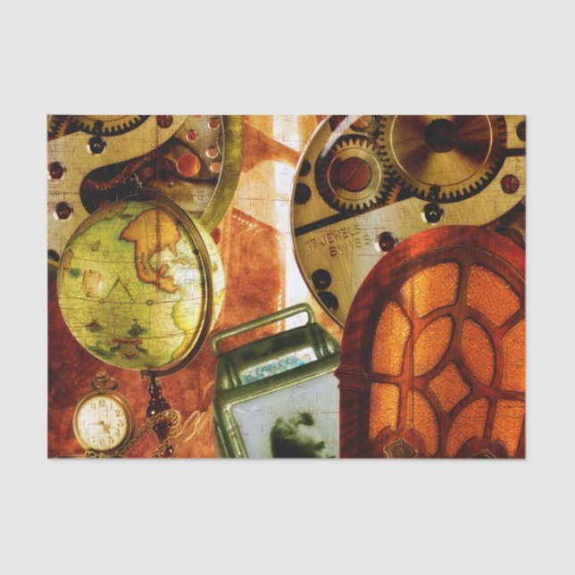 Vintage Steampunk Wallpaper Tissue Paper (Front)