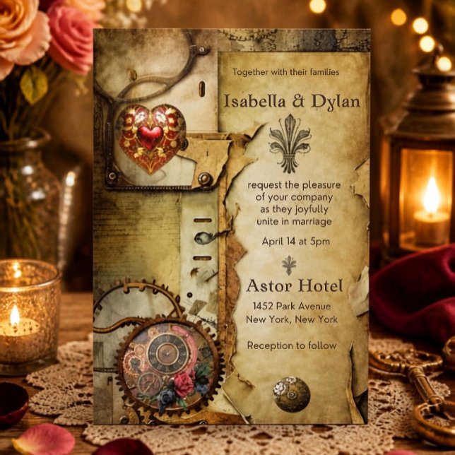 Vintage Steampunk Wedding | Victorian Industrial  Invitation (Creator Uploaded)