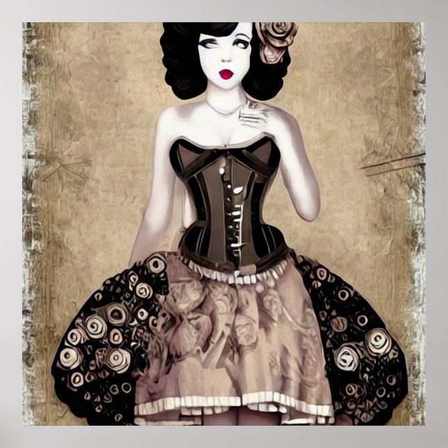 Vintage Steampunk Woman Poster (Front)