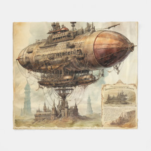 Vintage Steampunk Zeppelin (10) Fleece Blanket