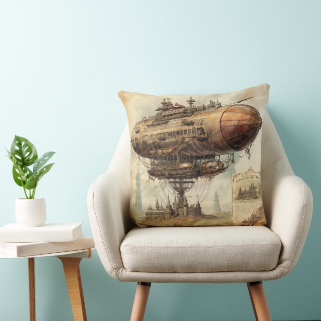 Vintage Steampunk Zeppelin (10) Tissue Paper Cushion (Chair)