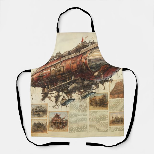Vintage Steampunk Zeppelin (11) Apron (Front)
