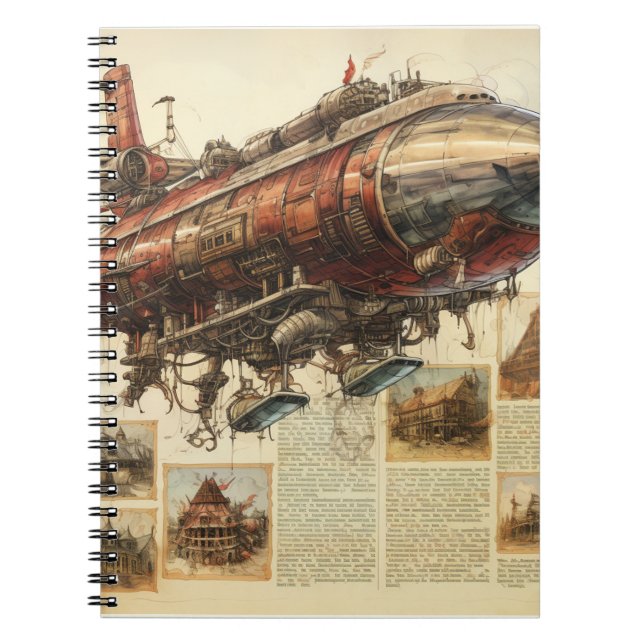 Vintage Steampunk Zeppelin (11) Notebook (Front)
