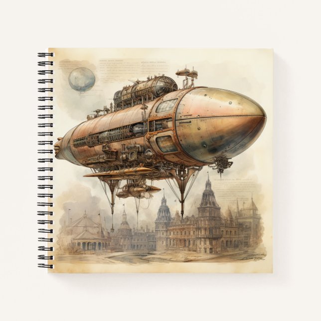 Vintage Steampunk Zeppelin (12) Notebook (Front)