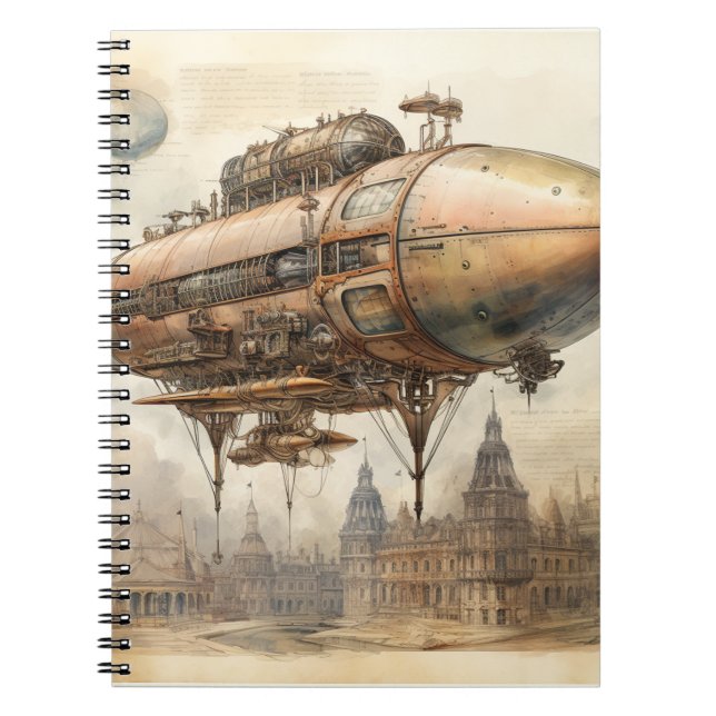 Vintage Steampunk Zeppelin (12) Notebook (Front)