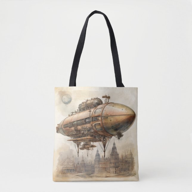 Vintage Steampunk Zeppelin (12) Tote Bag (Front)