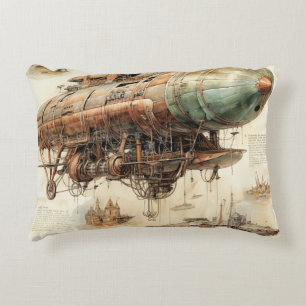 Vintage Steampunk Zeppelin (4) Decorative Cushion