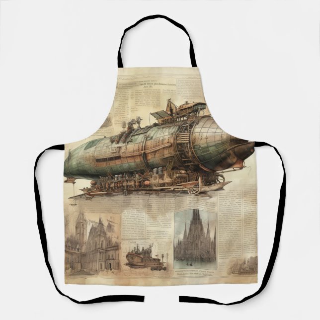 Vintage Steampunk Zeppelin (5) Apron (Front)