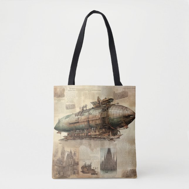 Vintage Steampunk Zeppelin (5) Tote Bag (Front)