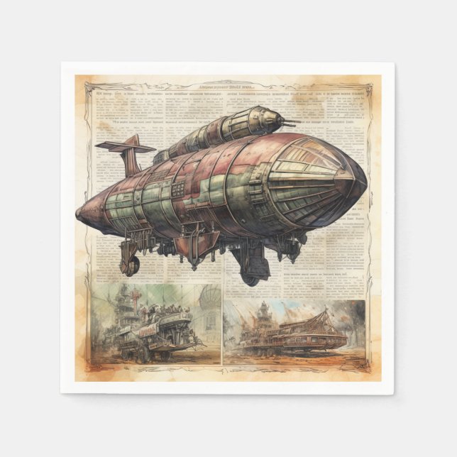 Vintage Steampunk Zeppelin (6) Napkin (Front)