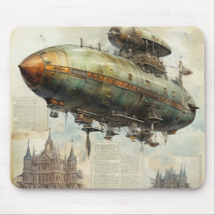 Vintage Steampunk Zeppelin (7) Mouse Pad