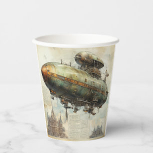 Vintage Steampunk Zeppelin (7) Paper Cups