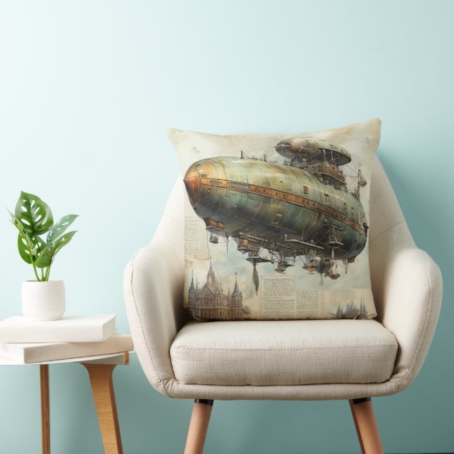 Vintage Steampunk Zeppelin (7) Tissue Paper Cushion (Chair)