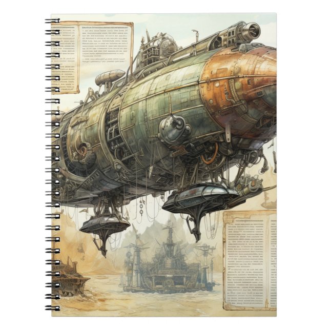 Vintage Steampunk Zeppelin (8) Notebook (Front)